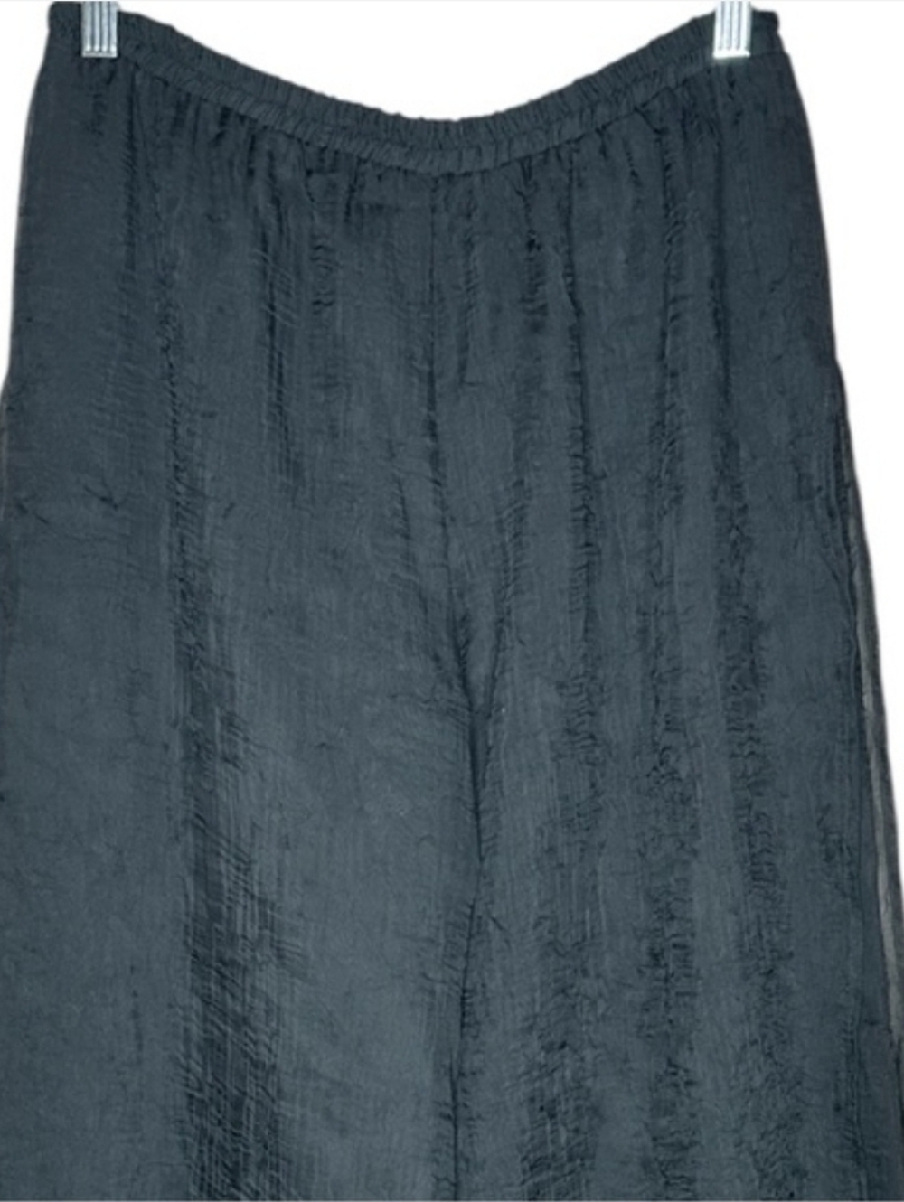Vintage Designer Sue Wong Black Wide-Leg Crinkle Palazzo Pants - Picture 6 of 11